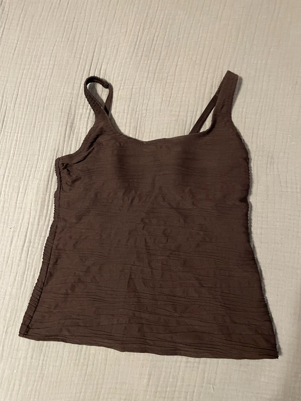 Black Textured Spaghetti Strap Tankini bathing suit top